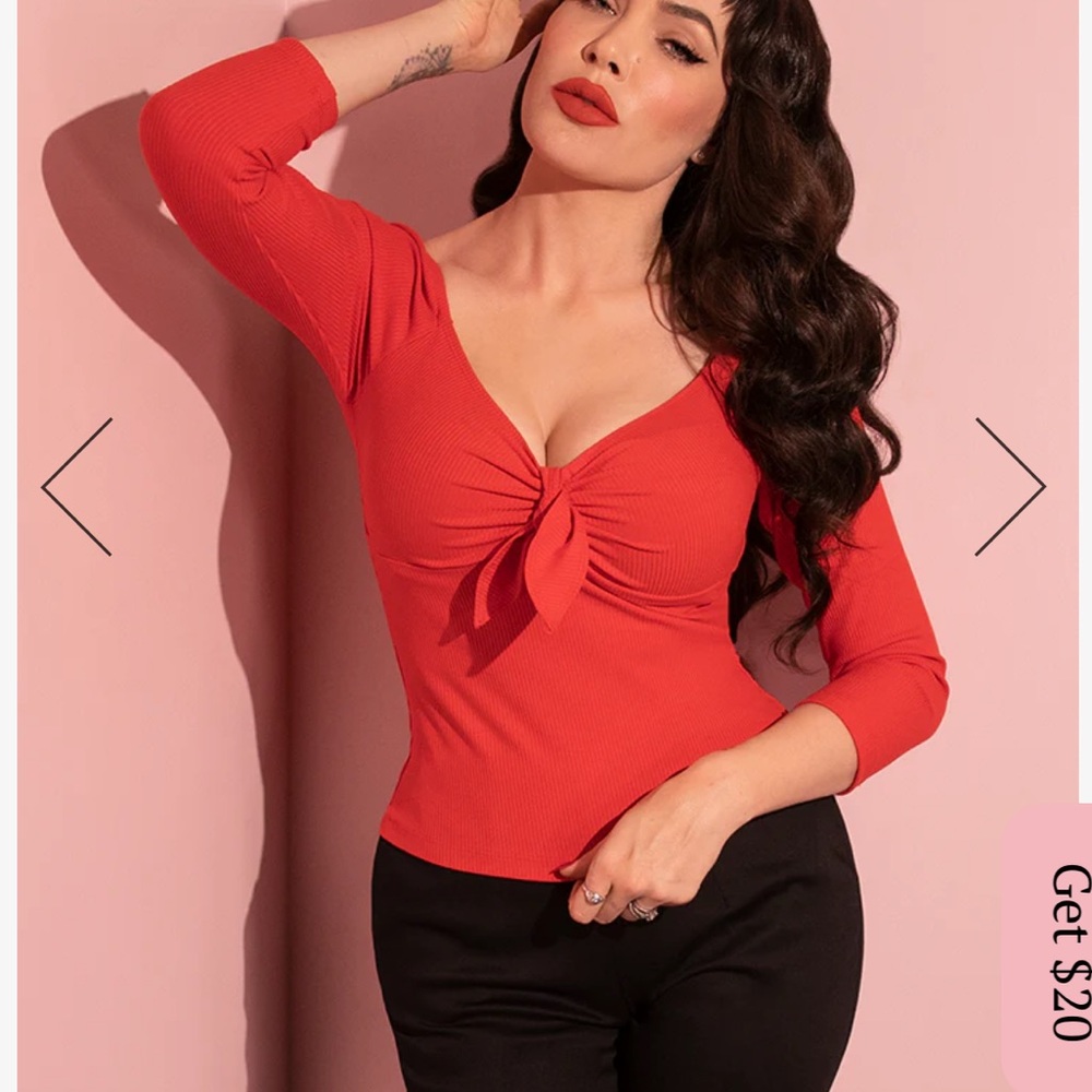 Vixen by Micheline Pitt Red Blouse